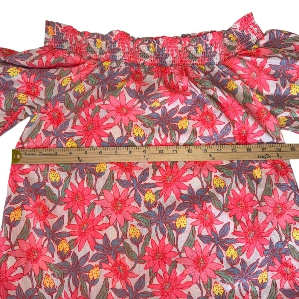 Vineyard Vines Shirt Womens Small Pink Floral‎ Lightweight Off the Shoulder - Picture 5 of 10